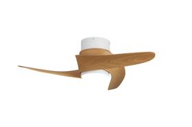 M9065  Groenland XS 79.5cm 30W LED Dimmable Ceiling Light With Built-In 24W DC Fan, 2700-5000K Remote Control, 2640lm, Wood Effect/White